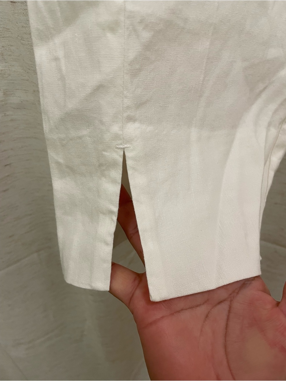 J Jill White Linen Roll-Tab Cuff Crop Pull On Pants - Picture 4 of 5